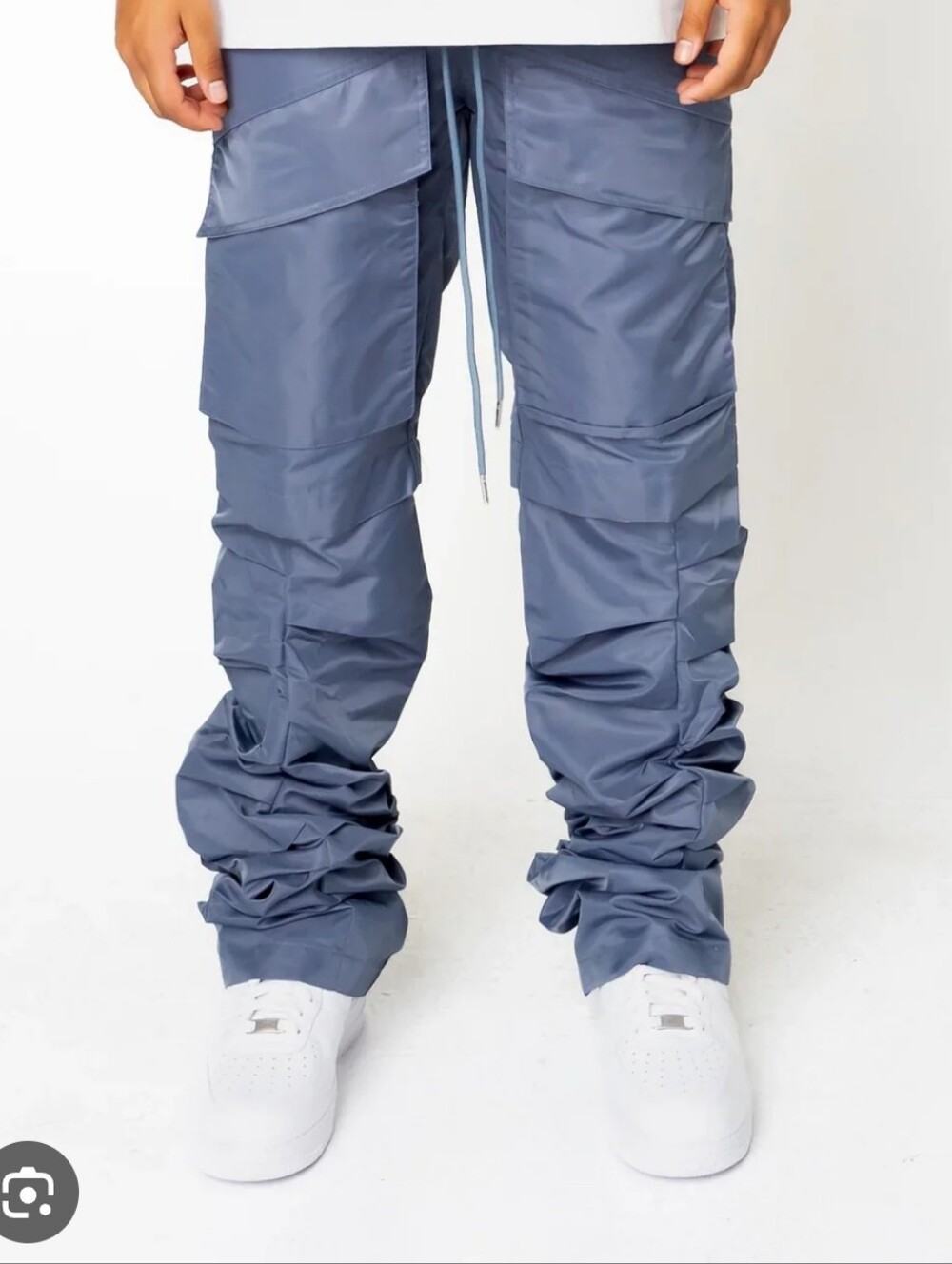 Stacked Flared Pants 4.0 — Men's Slate Blue Cargo Pants Size Small
